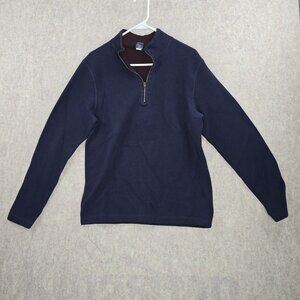 Tailor Vintage Mens Navy Blue 1/4 Zip Pullover Sweater Size M Cotton Blend